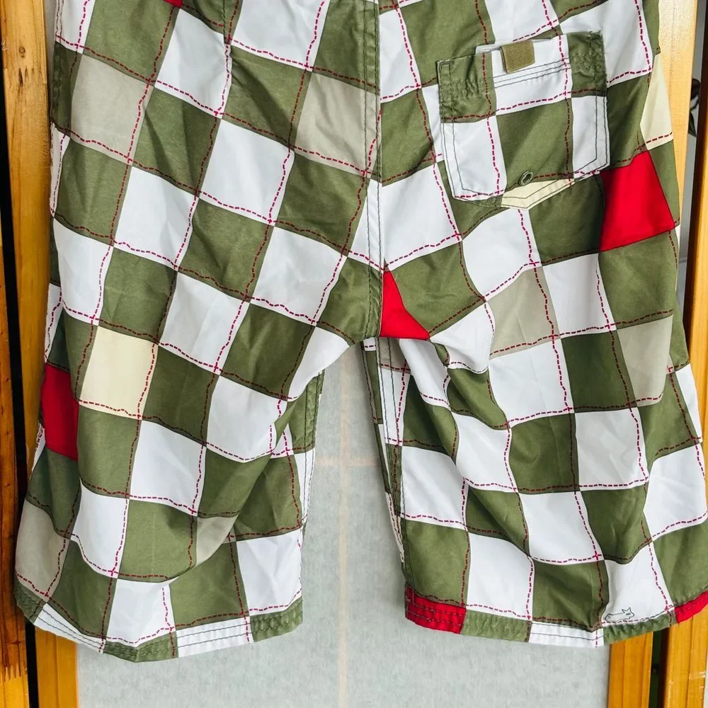 Hurley Juniors Size 3 Checkered Boardshorts Green‎ White Pink  18